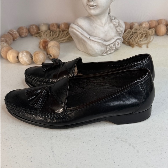Bragano Cole Haan (MADE IN ITALY) Men’s Loafers Black Leather Tassels 9.5 - Picture 1 of 13